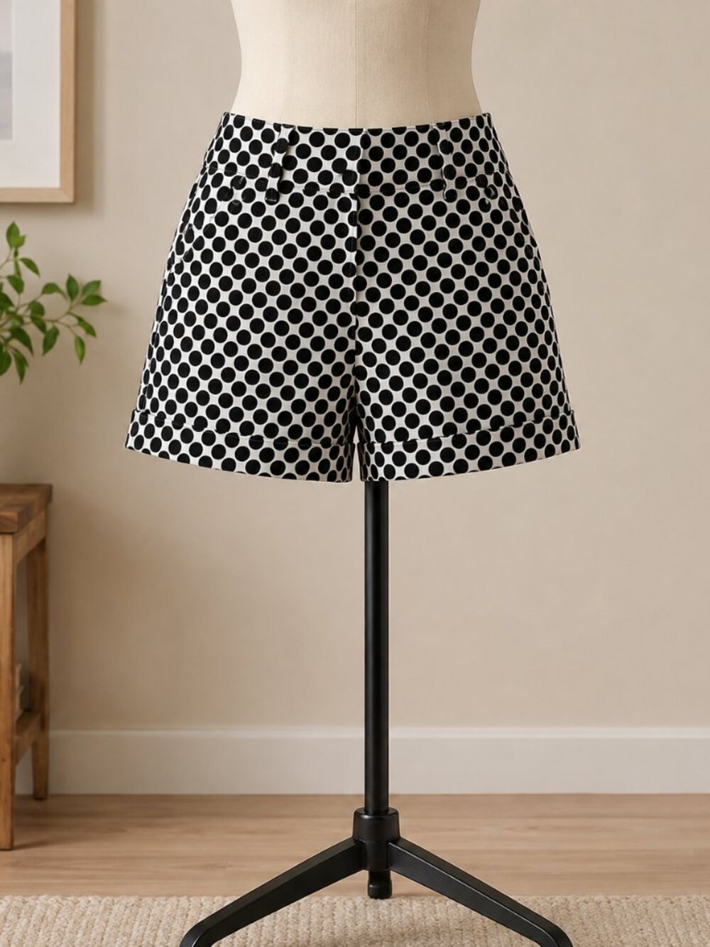 New York & Company Black and White Patterned Shorts